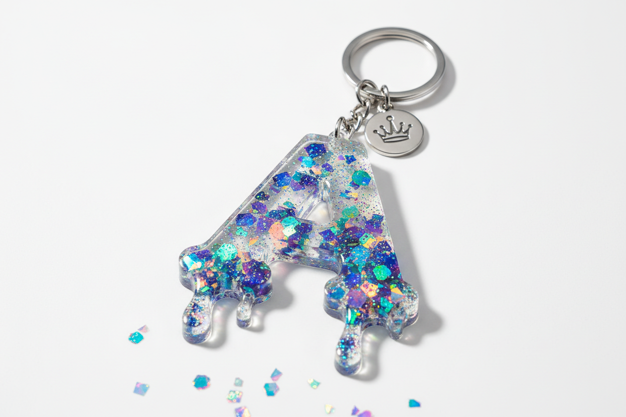 Glitter Drip Resin Keychain