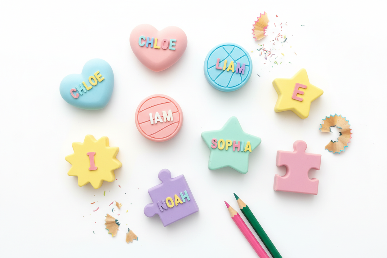 Custom Large Erasers with names and shapes