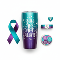 Suicide Prevention Awareness Tumbler - teal and purple ribbon