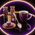 Custom bedazzled spoon and tea mug set with rhinestone embellishments
