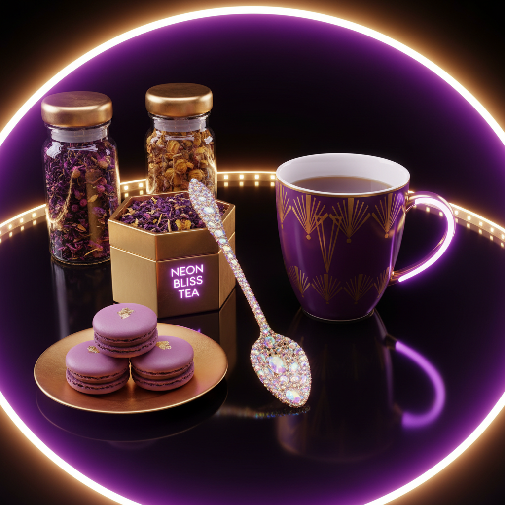Custom bedazzled spoon and tea mug set with rhinestone embellishments