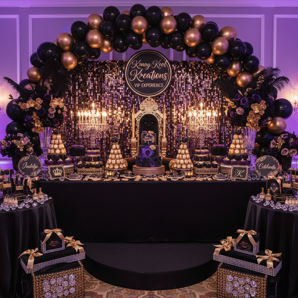 Krazy Kool VIP Experience with throne chair, treat table and premium balloon arch
