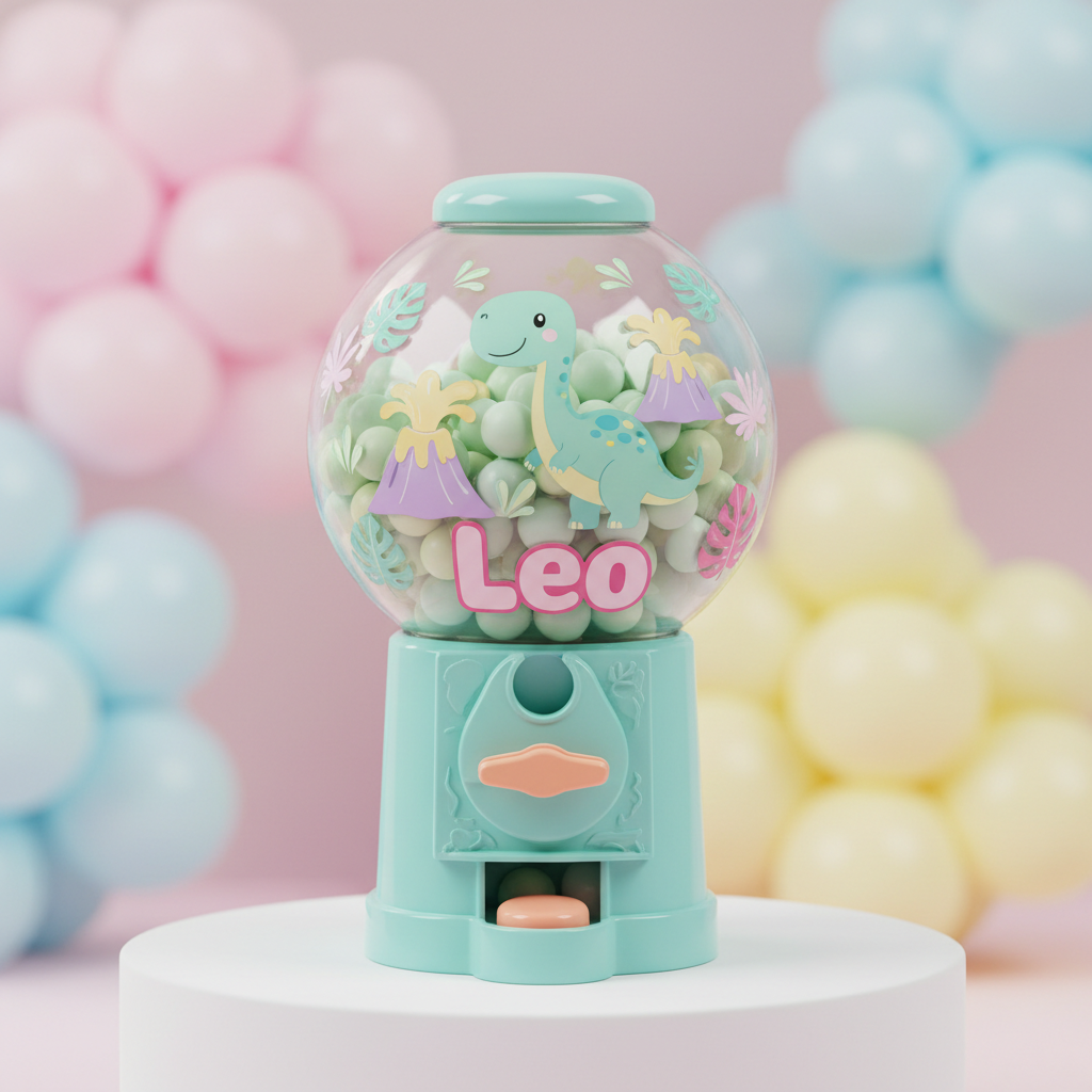 Custom dinosaur themed gumball machine candy dish