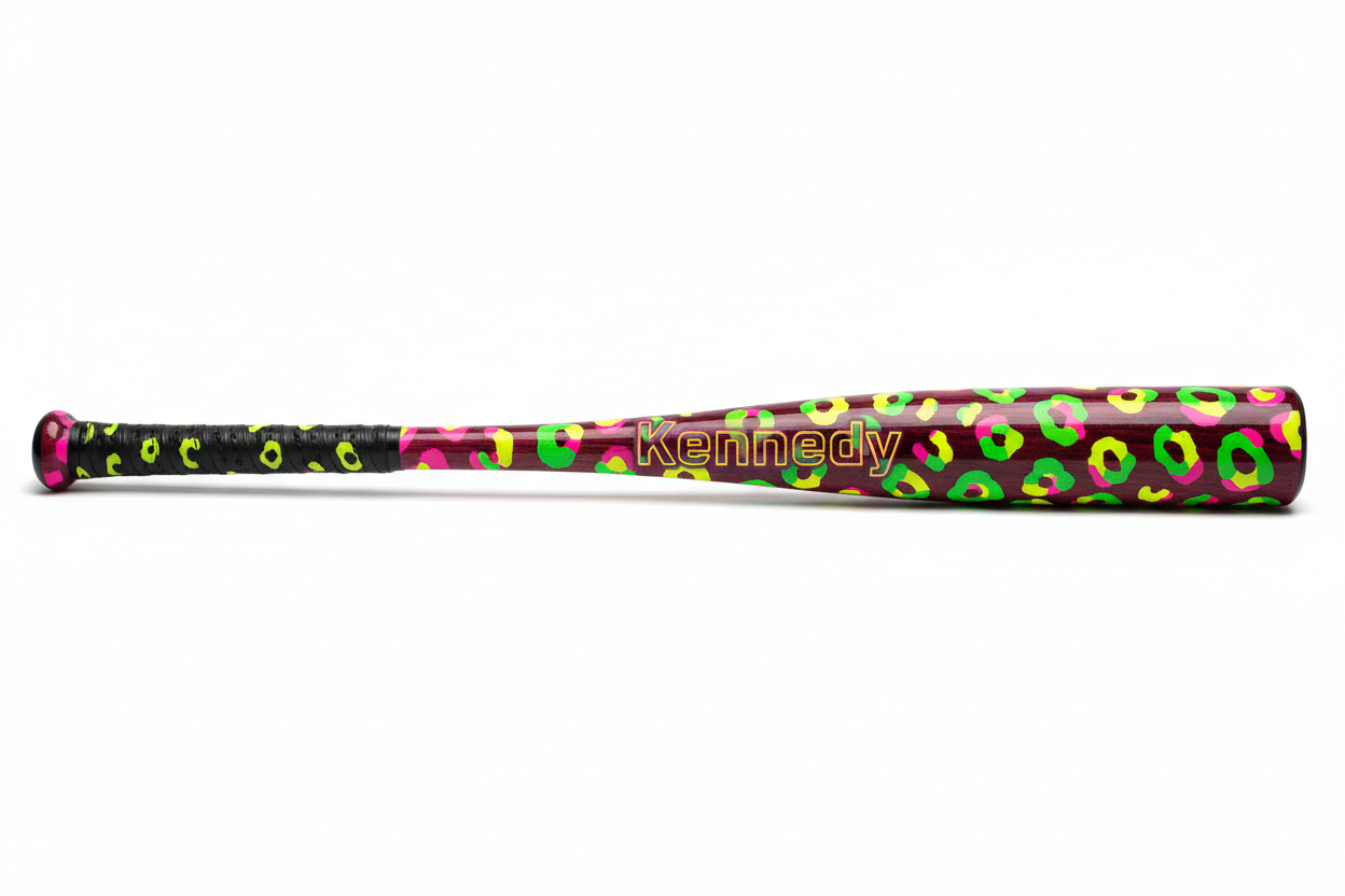 Custom Baseball Bat - Kennedy neon leopard